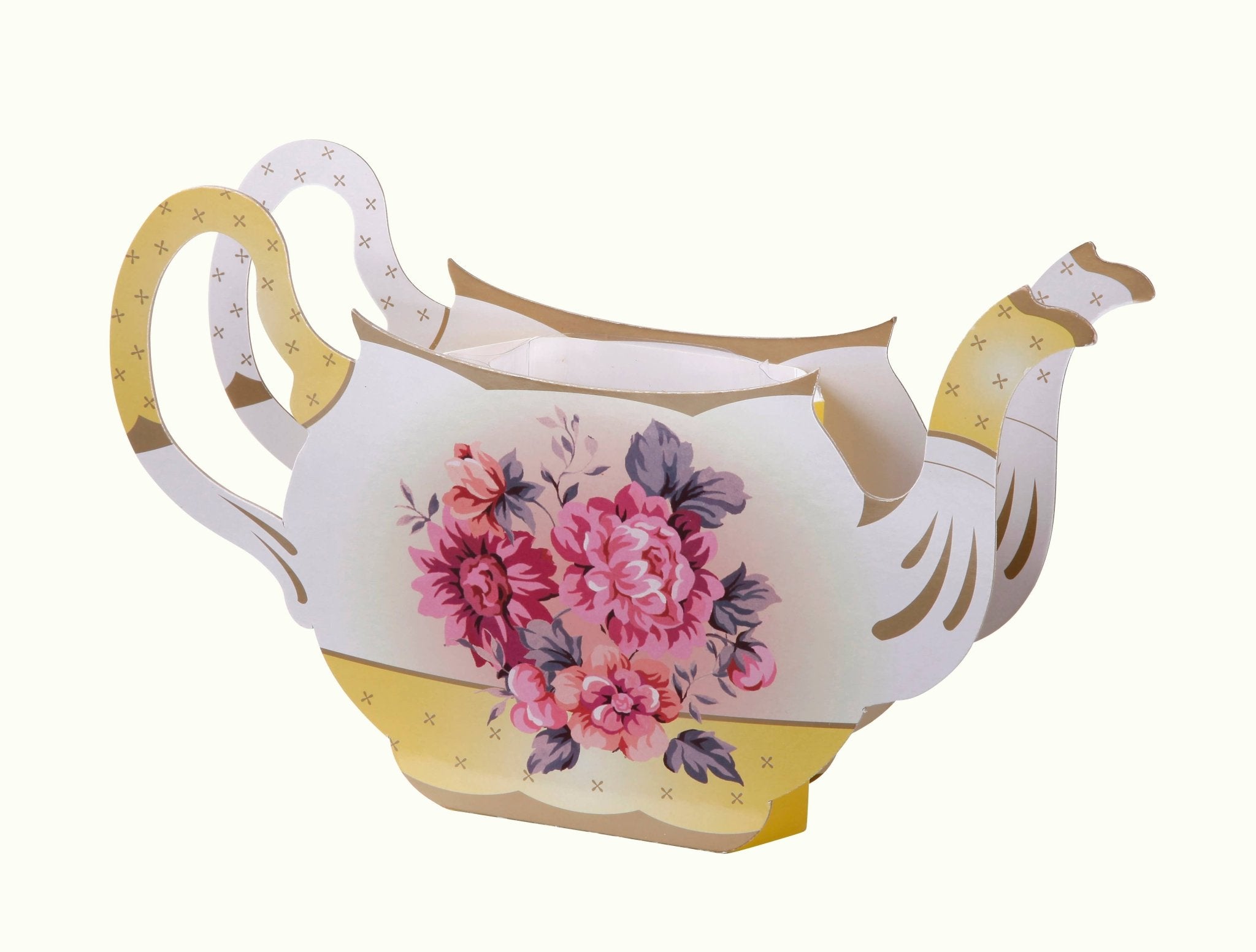 Yellow Teapot Cardboard Flower Vase - bubblegum market
