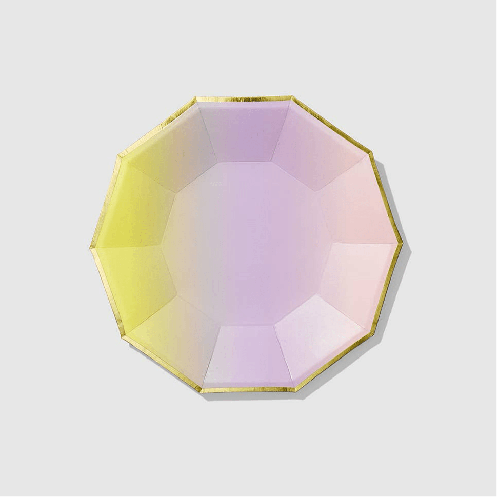 Yes Way, Ombre Small Paper Party Plates 7.25" - bubblegum market