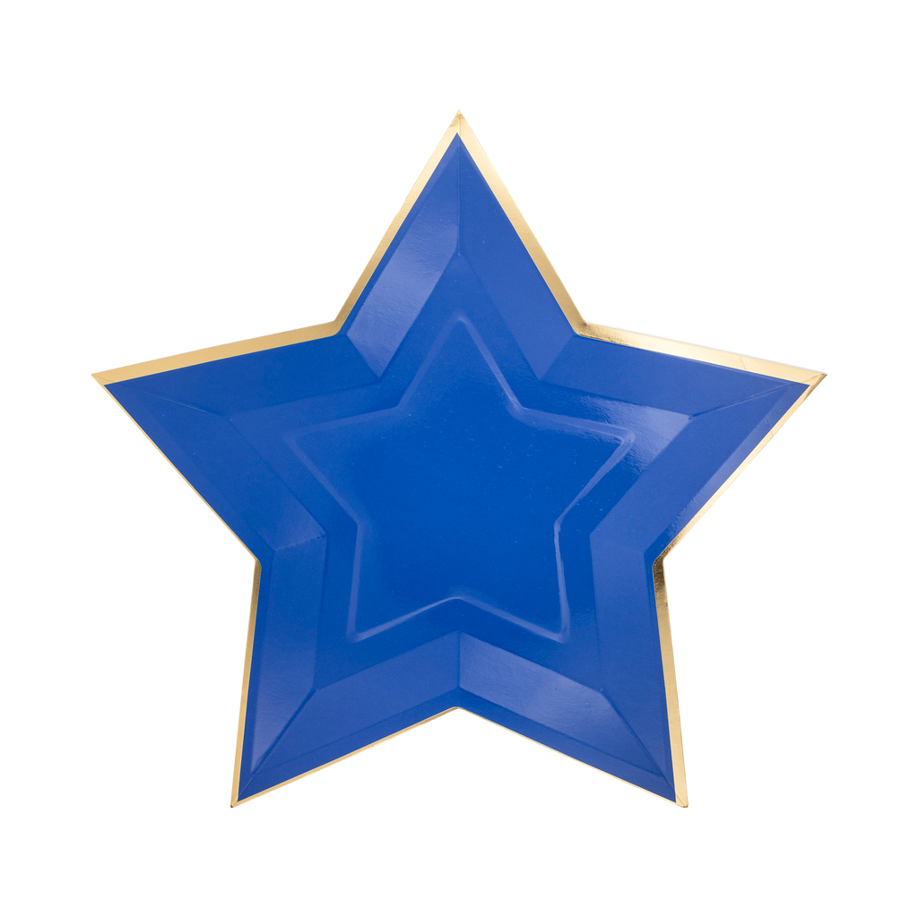 Blue Star-Shaped Paper Plates 11"