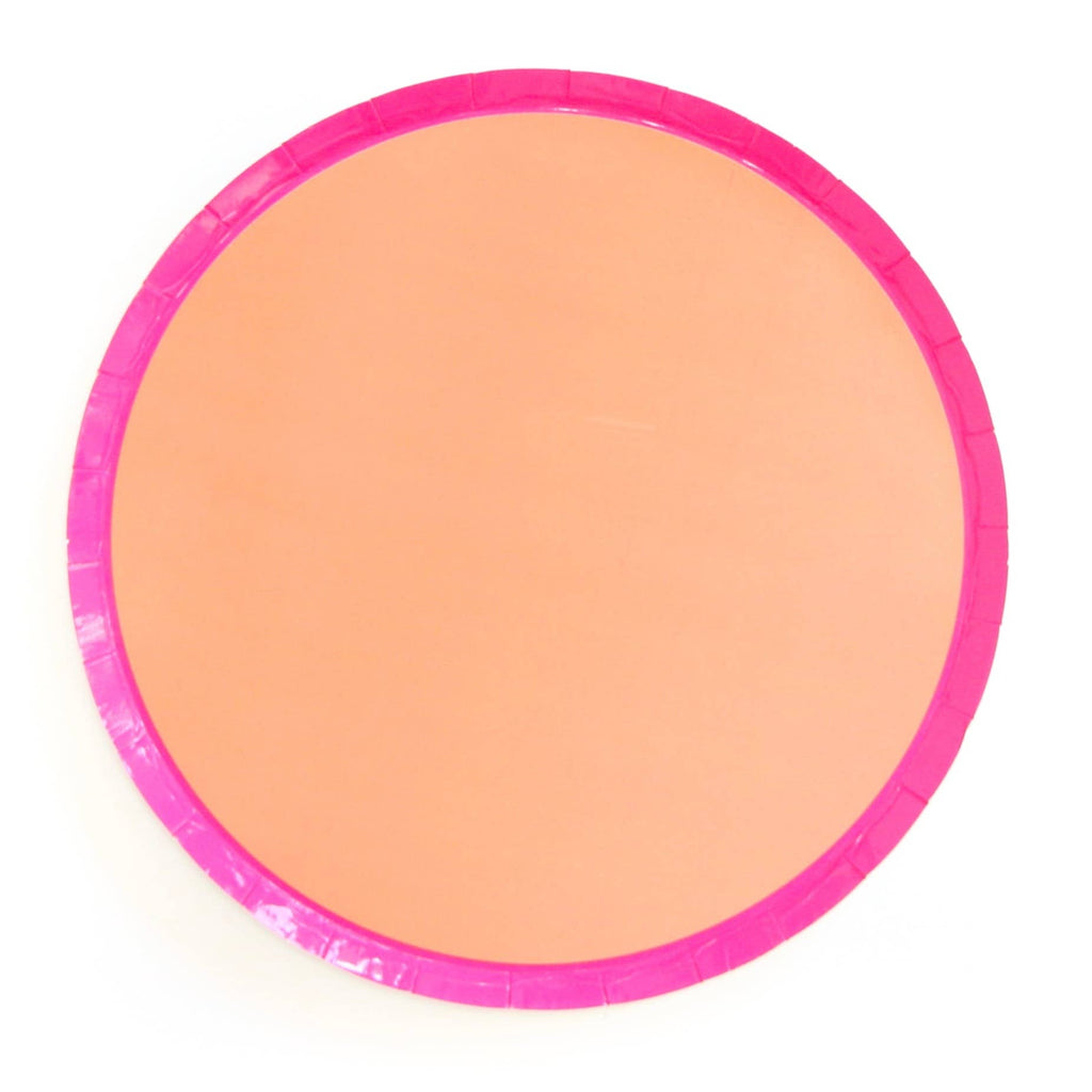 Coral & Pink Magenta Color-Blocked Paper Plates 8.25"