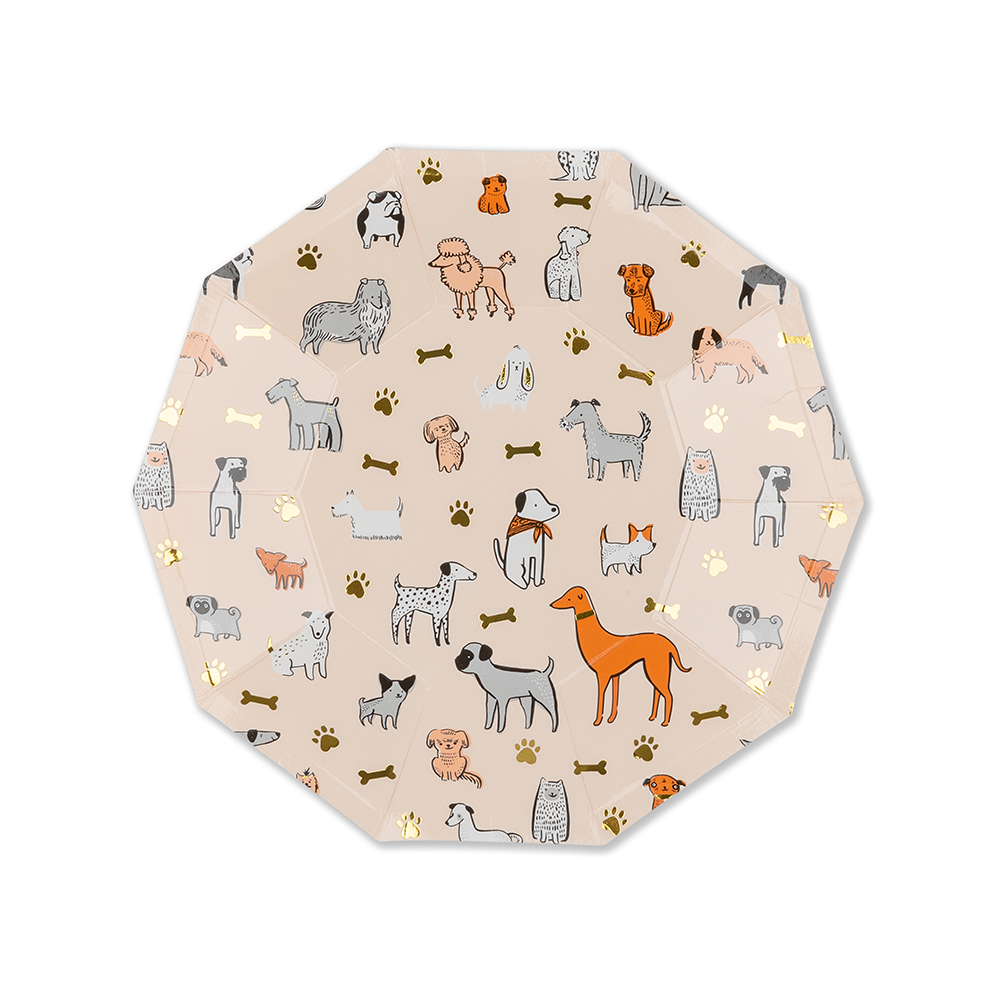 Bow Wow Dog Pattern Small Paper Plates
