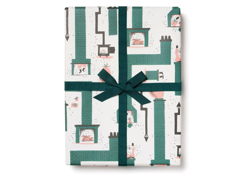 Santa Chimney Holiday Wrapping Paper Sheets (Roll of 3)