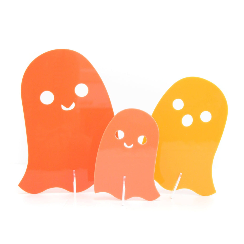 Coral & Orange Acrylic Halloween Ghost Set
