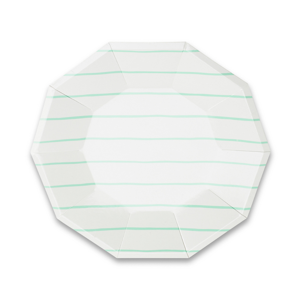 Mint Frenchie Striped Small Plates 7.5"