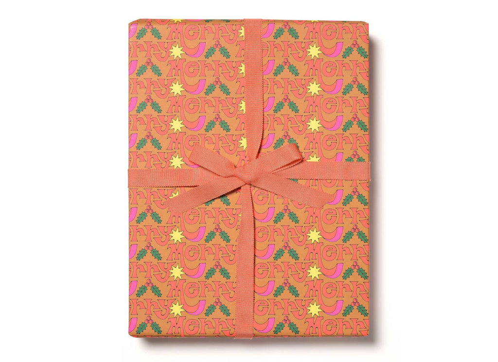Merry Holiday Wrapping Paper Sheets (Roll of 3)