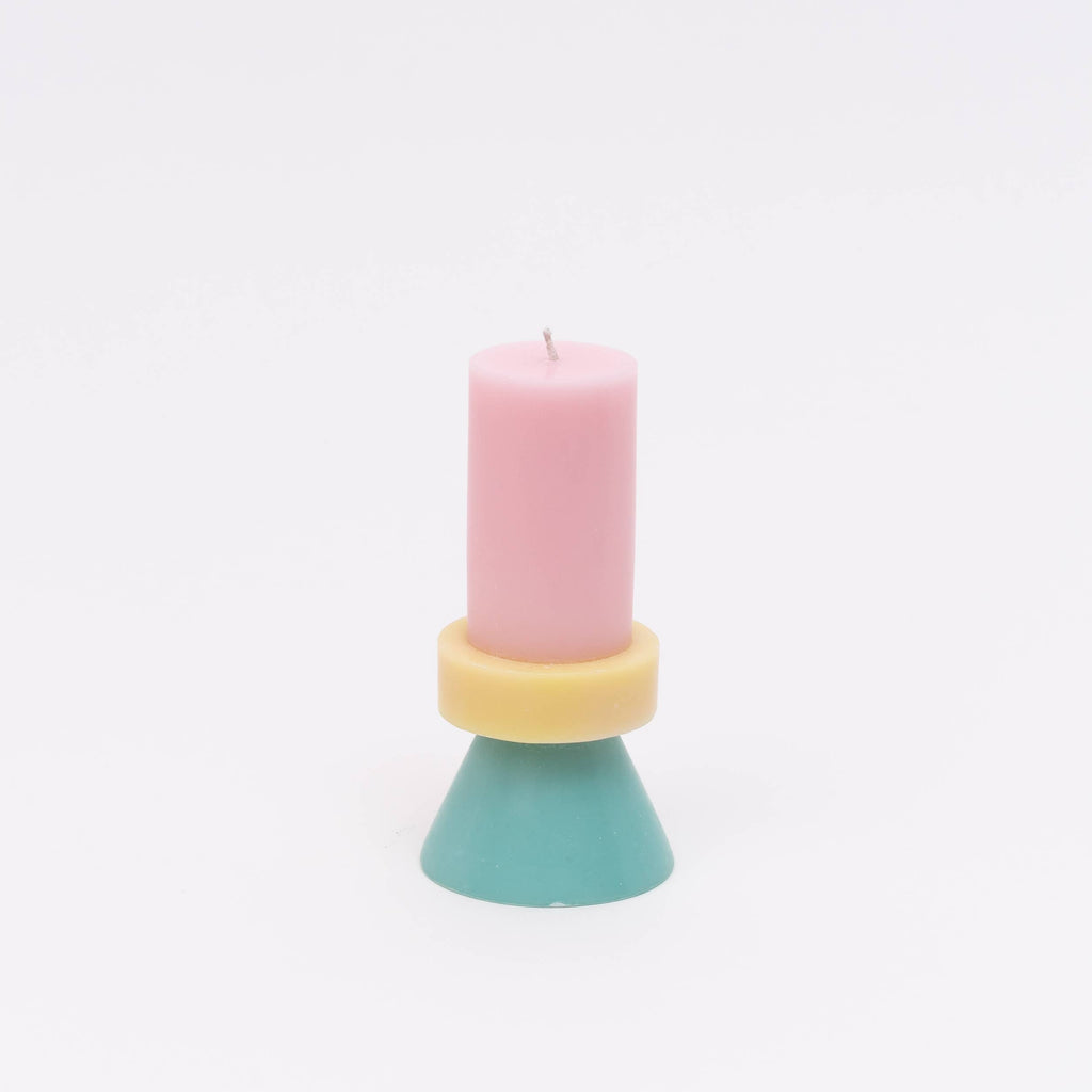 Color-Blocked Stack Candle (Floss Pink, Pie Yellow, Mint)