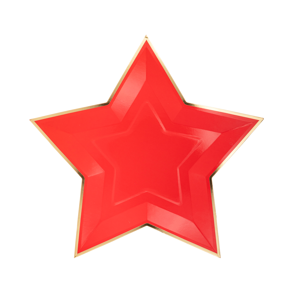 Red Star-Shaped Paper Plates 11"