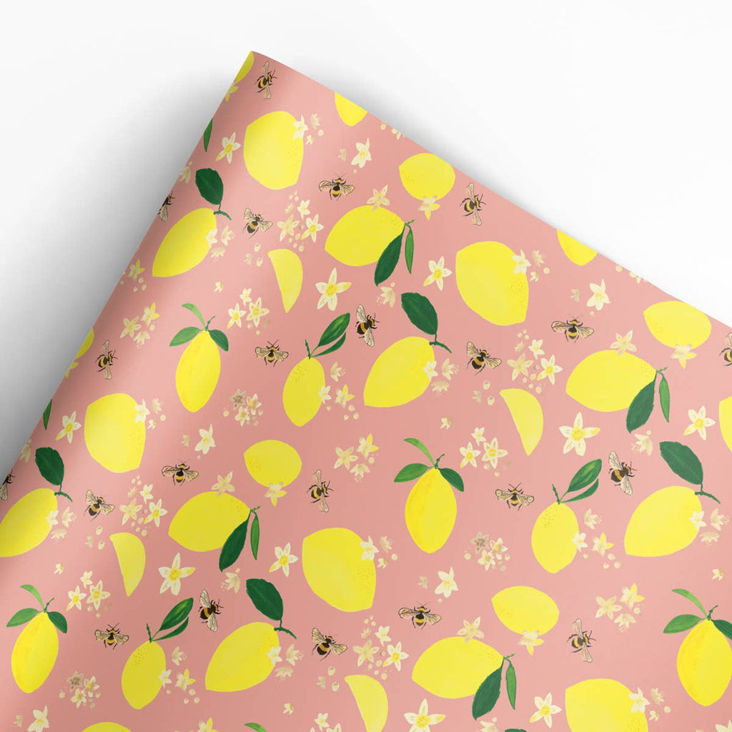 Lemons and Bees Gift Wrap Roll