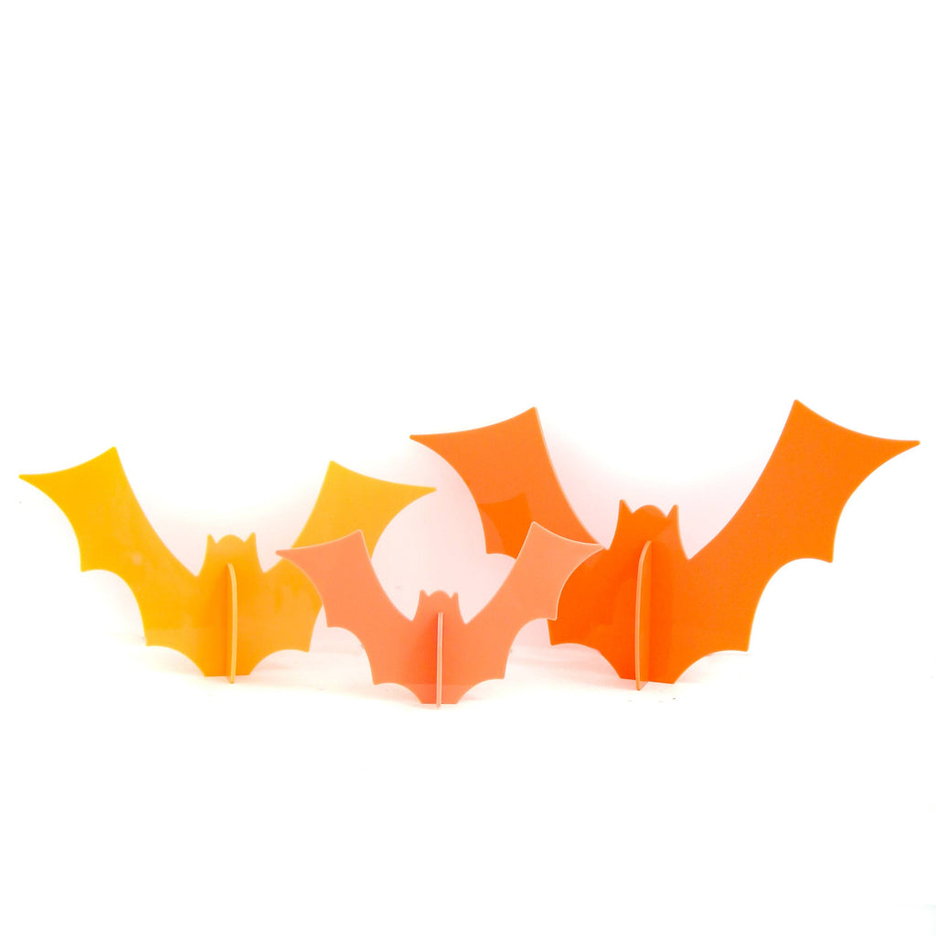 Coral & Orange Acrylic Halloween Bat Set