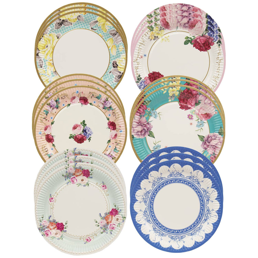 Truly Scrumptious Round Vintage Paper Plates (24 Pack) 9"