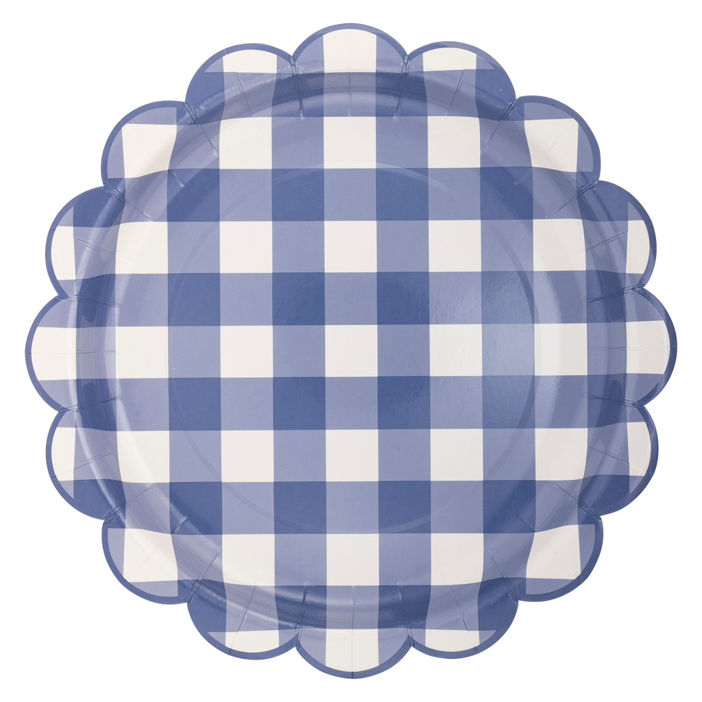 Blue Gingham Paper Plates 10"