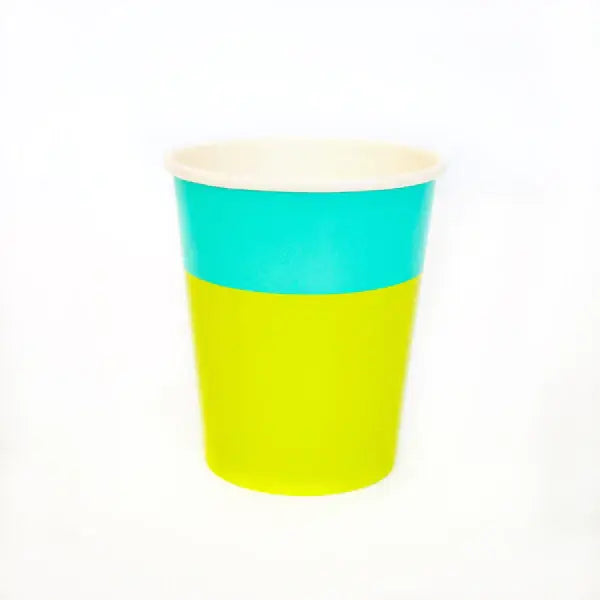 Lime Green & Turquoise Color-Blocked Paper Cups