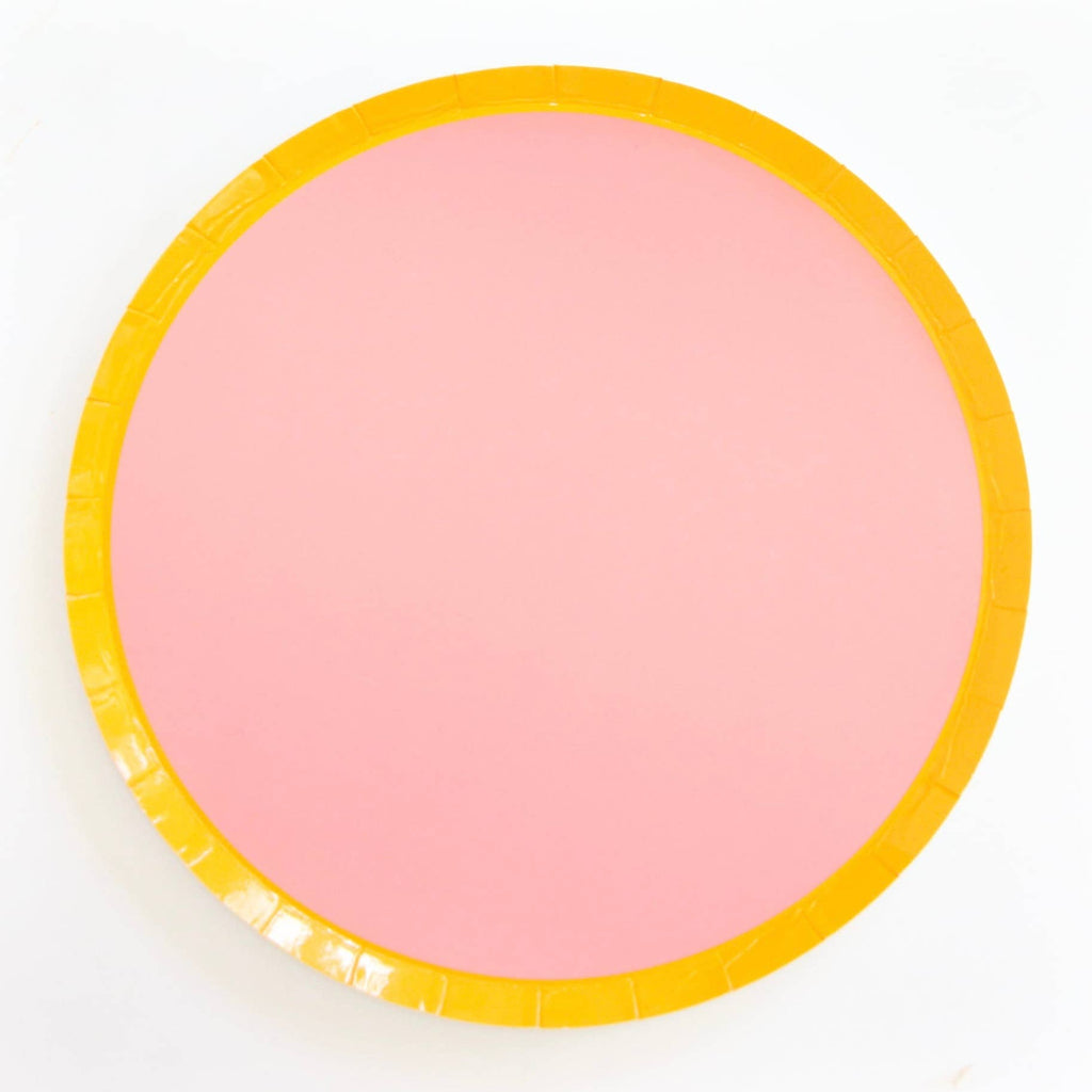 Pink & Yellow Color-Blocked Paper Plates 8.25"