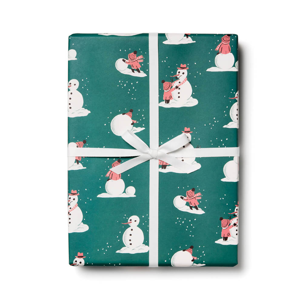 Building-Snowman-Christmas-Wrapping-Paper-Red-Cap-Cards