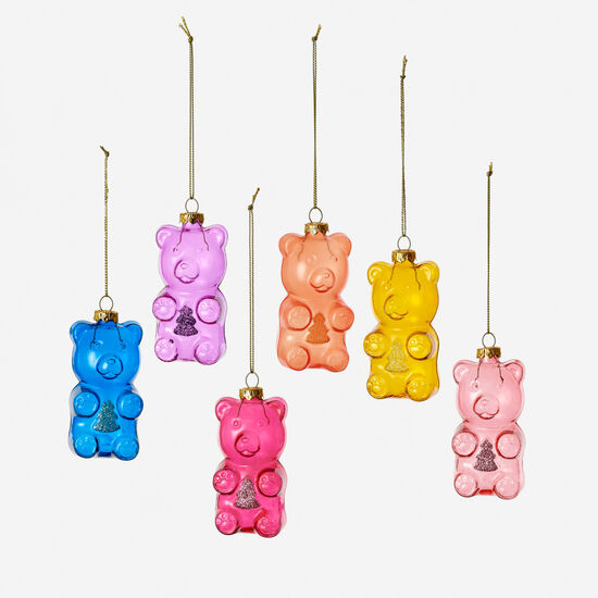 Glass Gummy Bear Ornament 3.25"