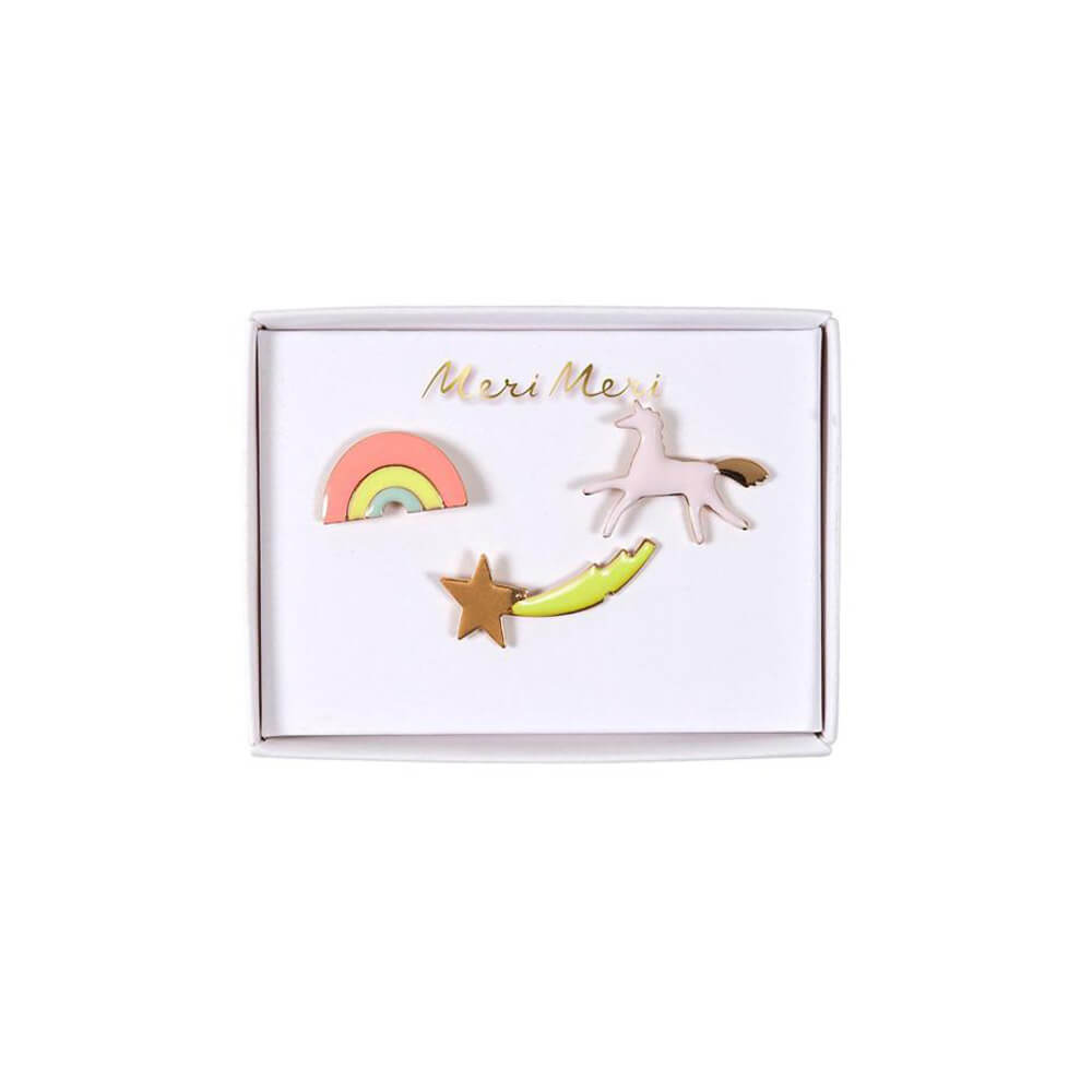 Meri-Meri-Party-Magical-Unicorn-Rainbow-Shooting-Star-Enamel-Lapel-Pins-Gift-Favor-Box