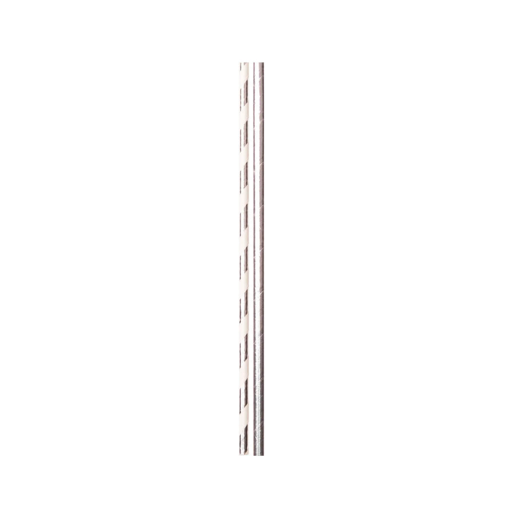 Silver-Foil-Solid-And-Stripes-Party-Straw-Paper