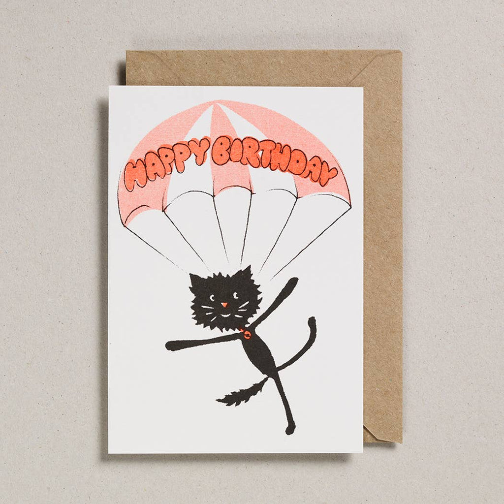 Happy Birthday Cat Parachute Card