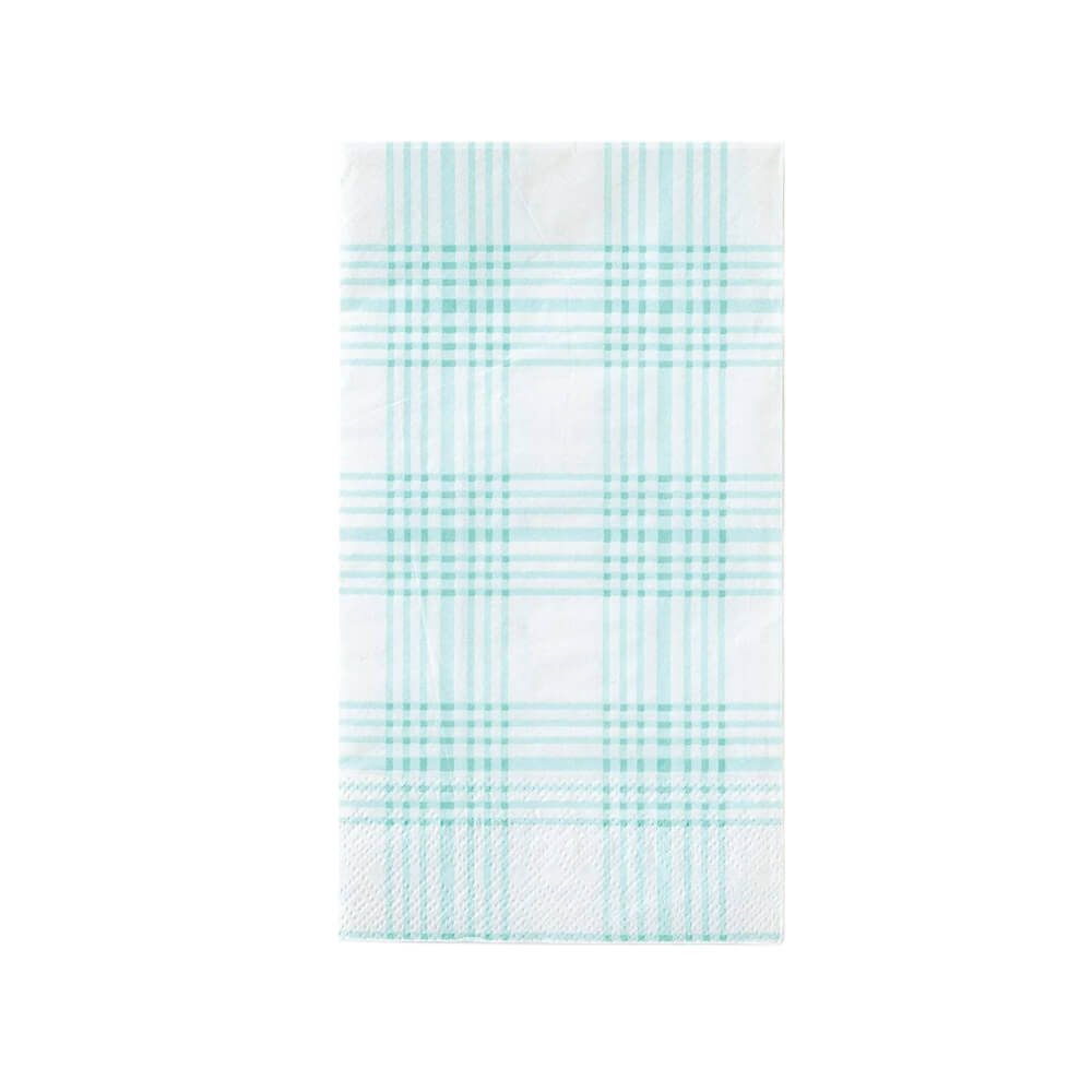 Aqua Blue Plaid Guest Towel Napkins - bubblegum market