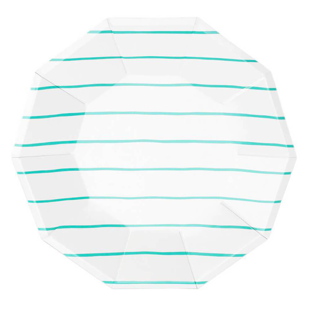 Aqua Frenchie Striped Large Plates 9.5" - bubblegum market