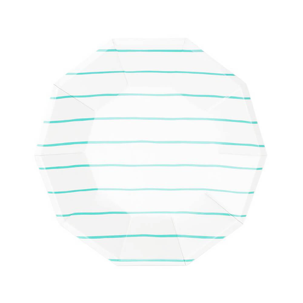 Aqua Frenchie Striped Petite Plates 7.5" - bubblegum market