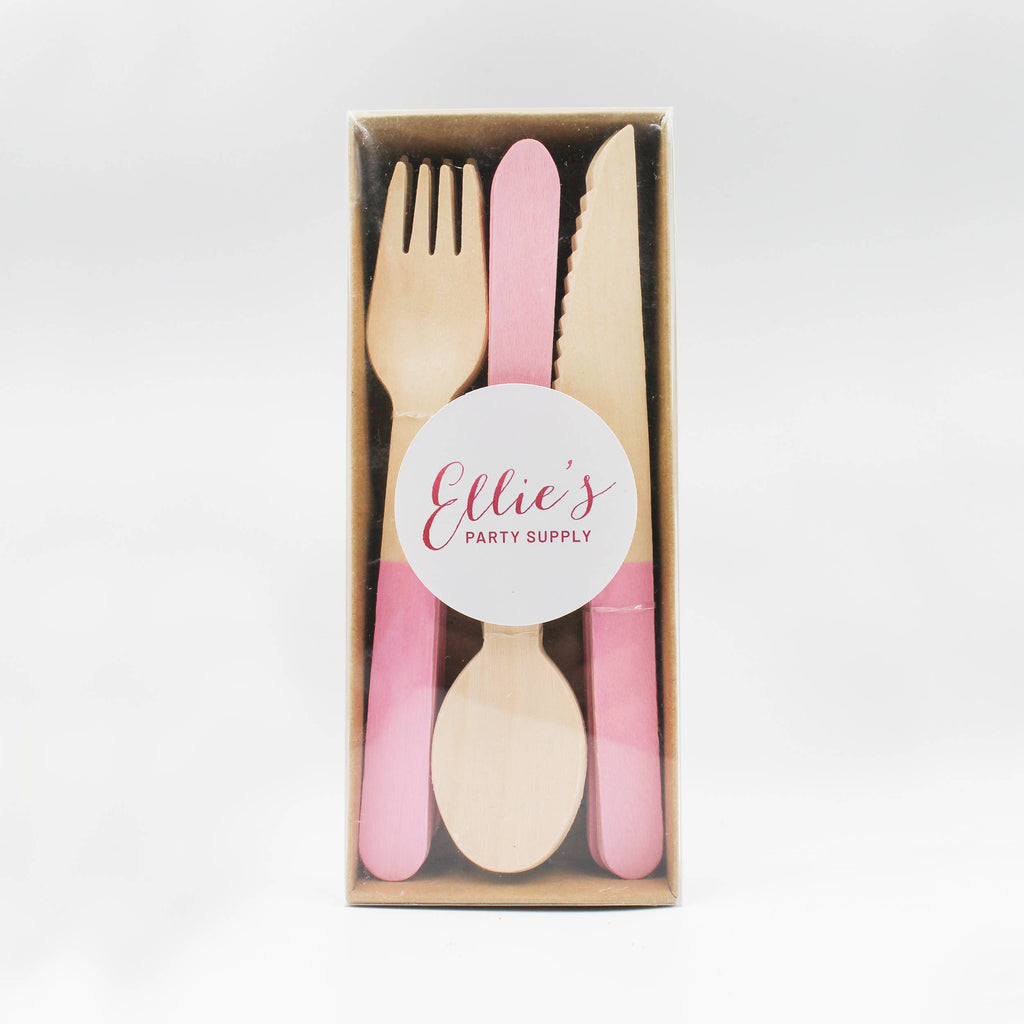 Pastel Pink Wooden Cutlery