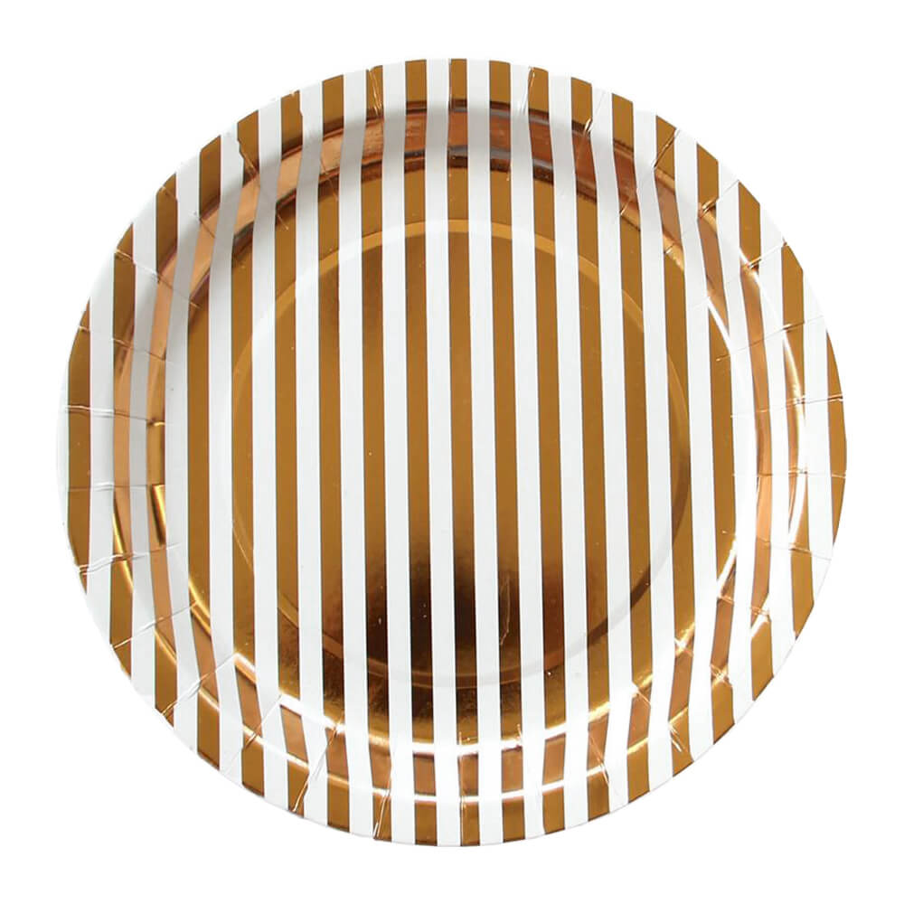 bash-party-goods-copper-stripe-luxe-paper-plates