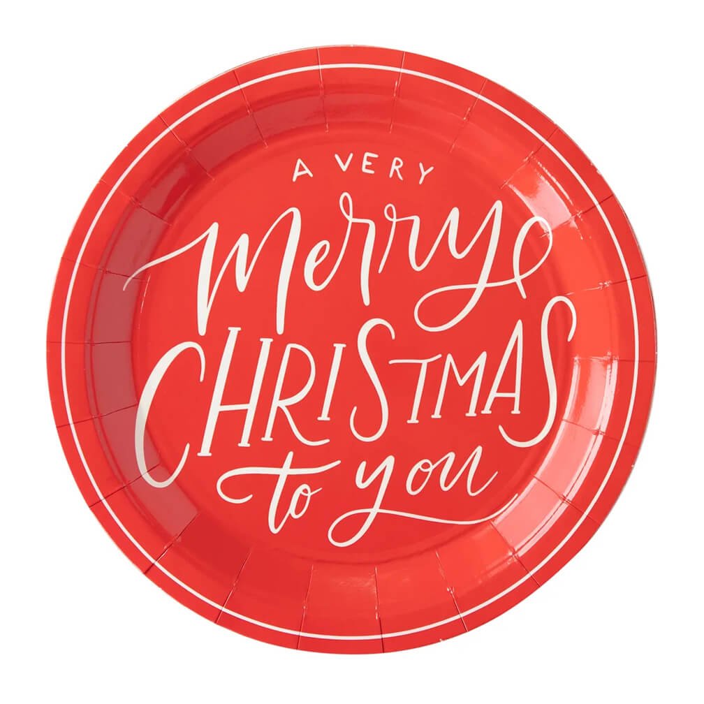 Believe Merry Christmas Script Plates 9" - bubblegum market