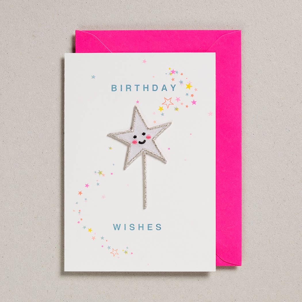 Birthday Wishes Star Wand Patch Card - bubblegum market