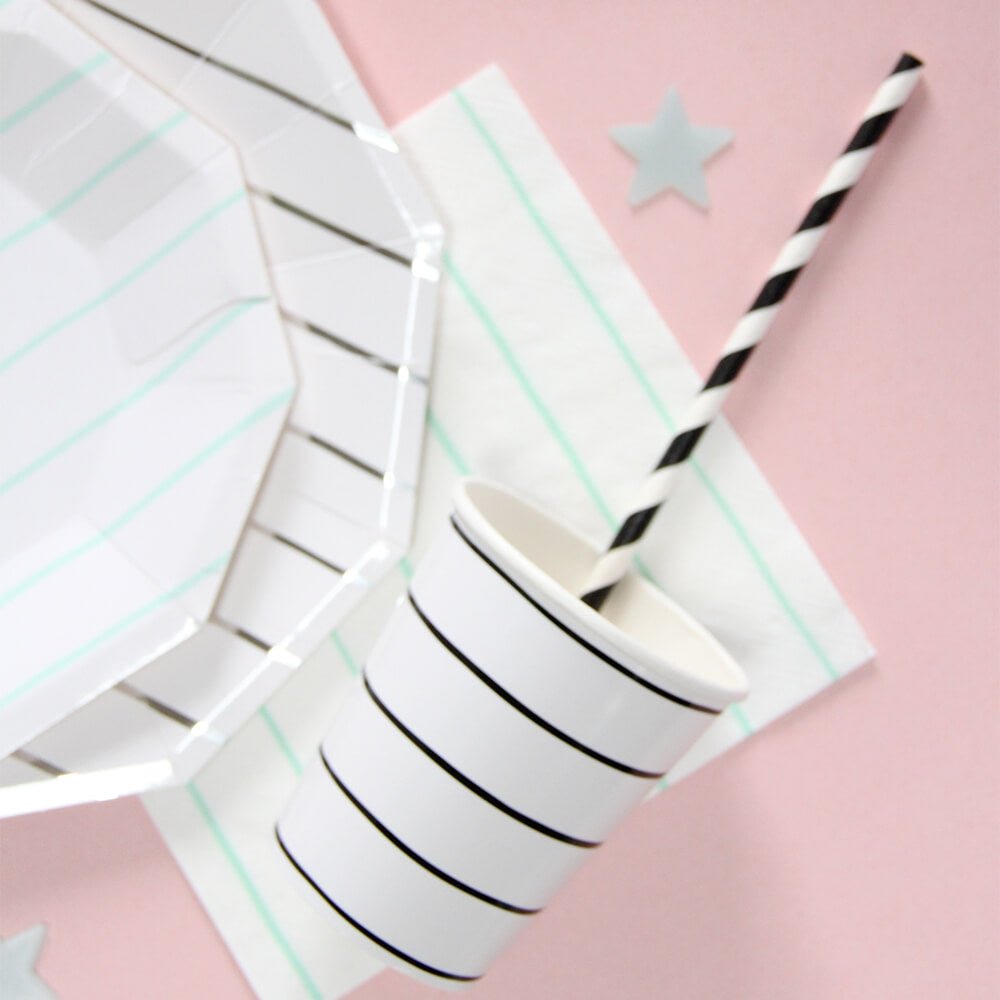Black Ink Frenchie Striped Cups - bubblegum market