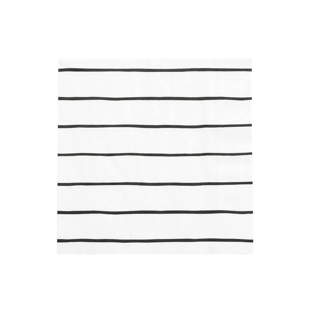 Black Ink Frenchie Striped Large Napkins - bubblegum market