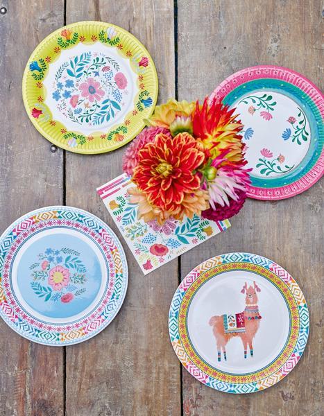 Boho Floral / Fiesta Paper Plates 9in - bubblegum market