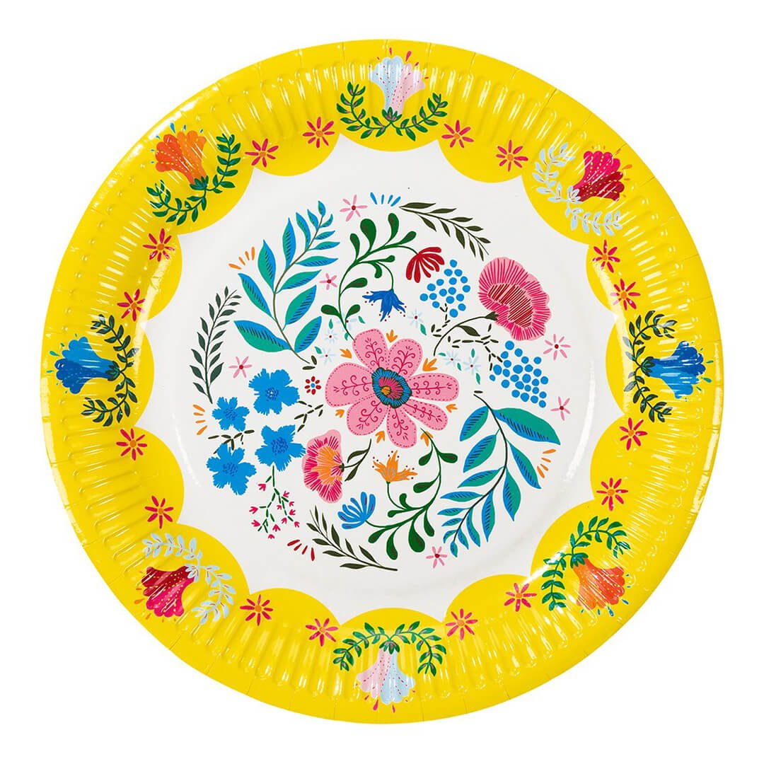 Boho Floral / Fiesta Paper Plates 9in - bubblegum market