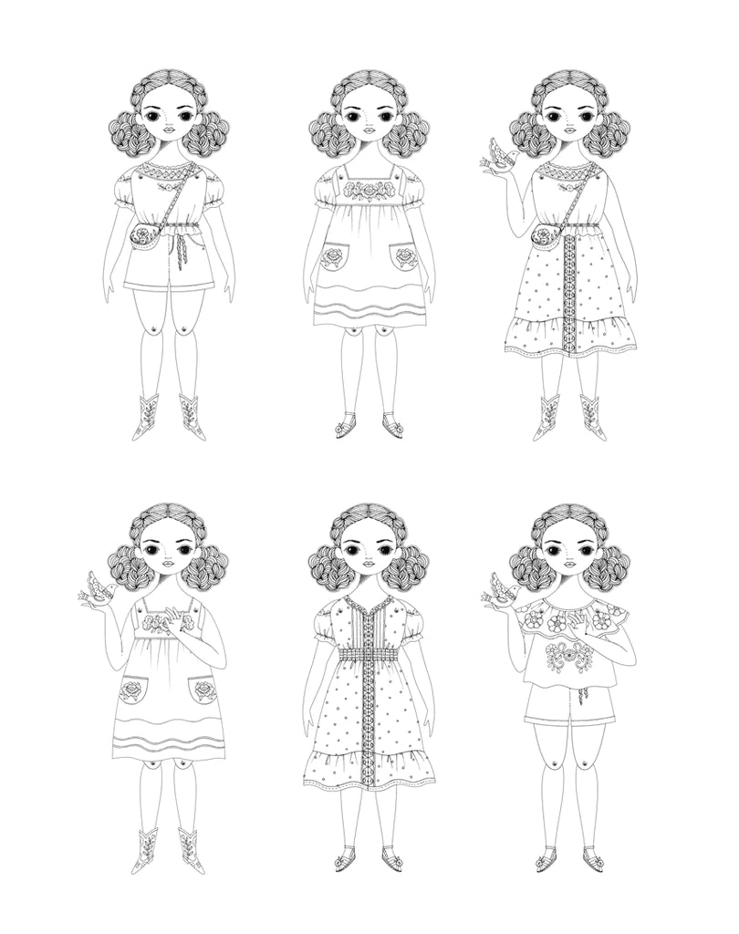 Camilla Paper Doll Coloring Kit - bubblegum market