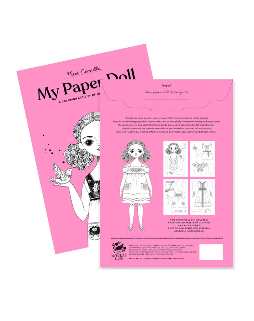 Camilla Paper Doll Coloring Kit - bubblegum market