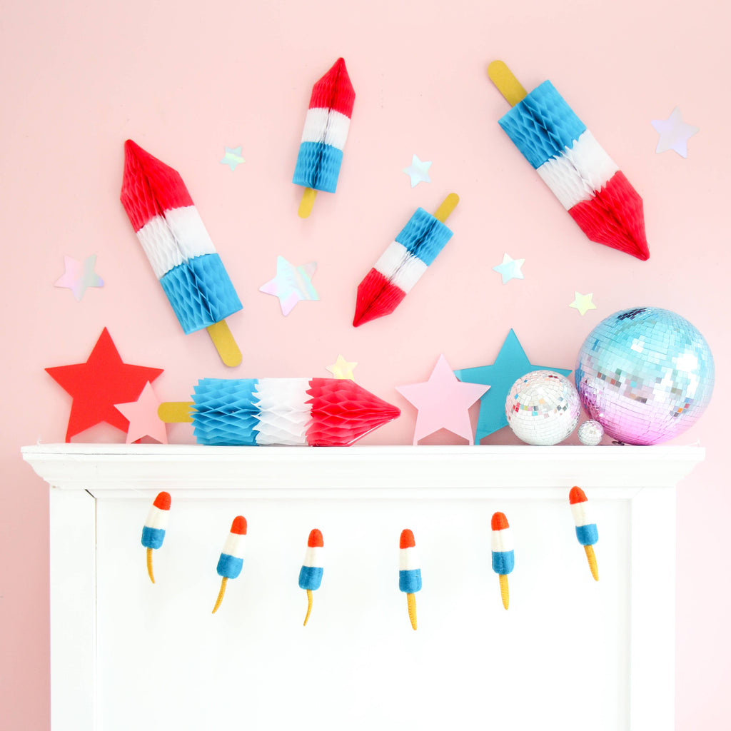 4th of July Honeycomb Bomb Pop / Rocket Popsicle Decorations