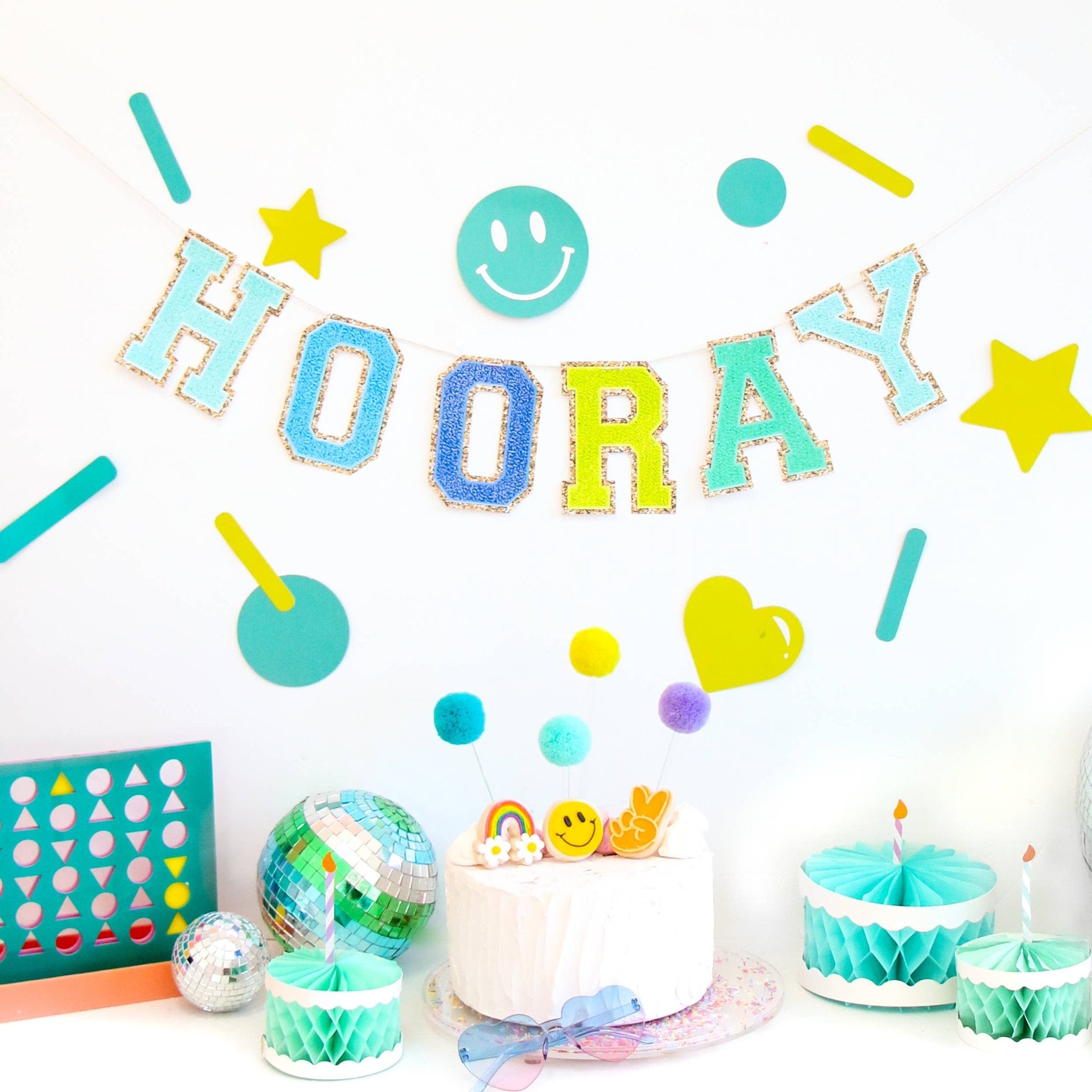 Chenille Patch Paper Letter Garland Kit - Blue/Green - bubblegum market