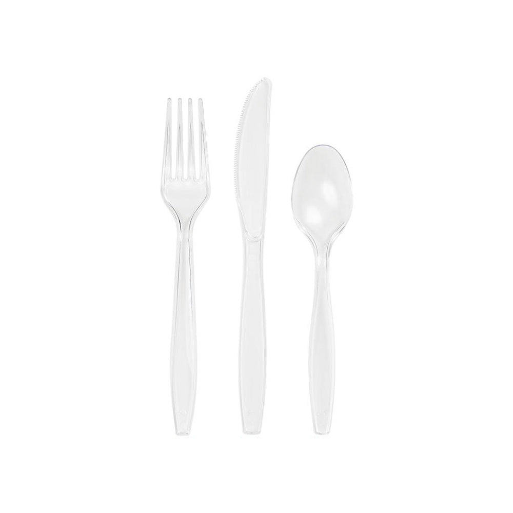 Clear Plastic Cutlery Set 24ct