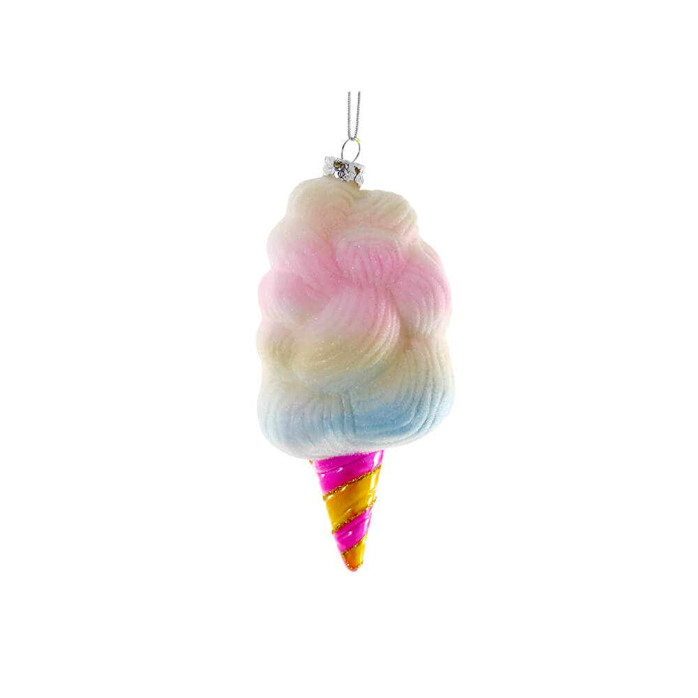 Cotton Candy Glass Ornament 5.25"