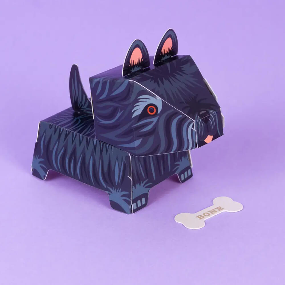 create-your-own-wagging-puppy-paper-kit-clockwork-soldier-christmas-stocking-stuffer-birthday-easter-basket-fillers-black-dog-assembled