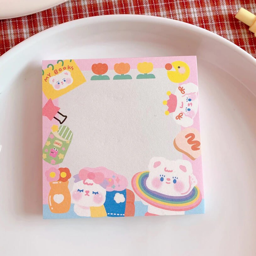 Cute Kawaii Bear & Bunny Memo Pad - bubblegum market