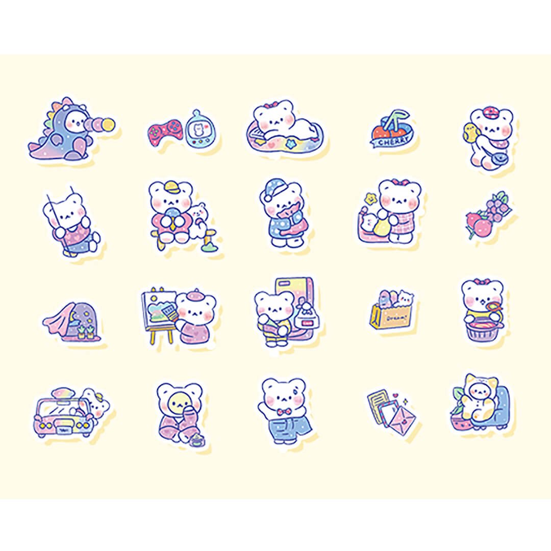 Cute Kawaii Bear Die Cut Deco Stickers - bubblegum market