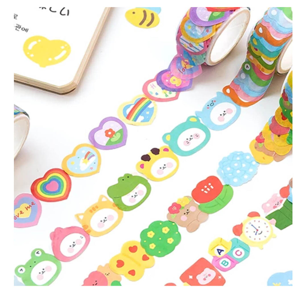 cute-kawaii-costume-bear-die-cut-washi-tape-stickers-artwork-korean-stationery-deco-sticker-flakes-roll-easter-basket-fillers-stuffers