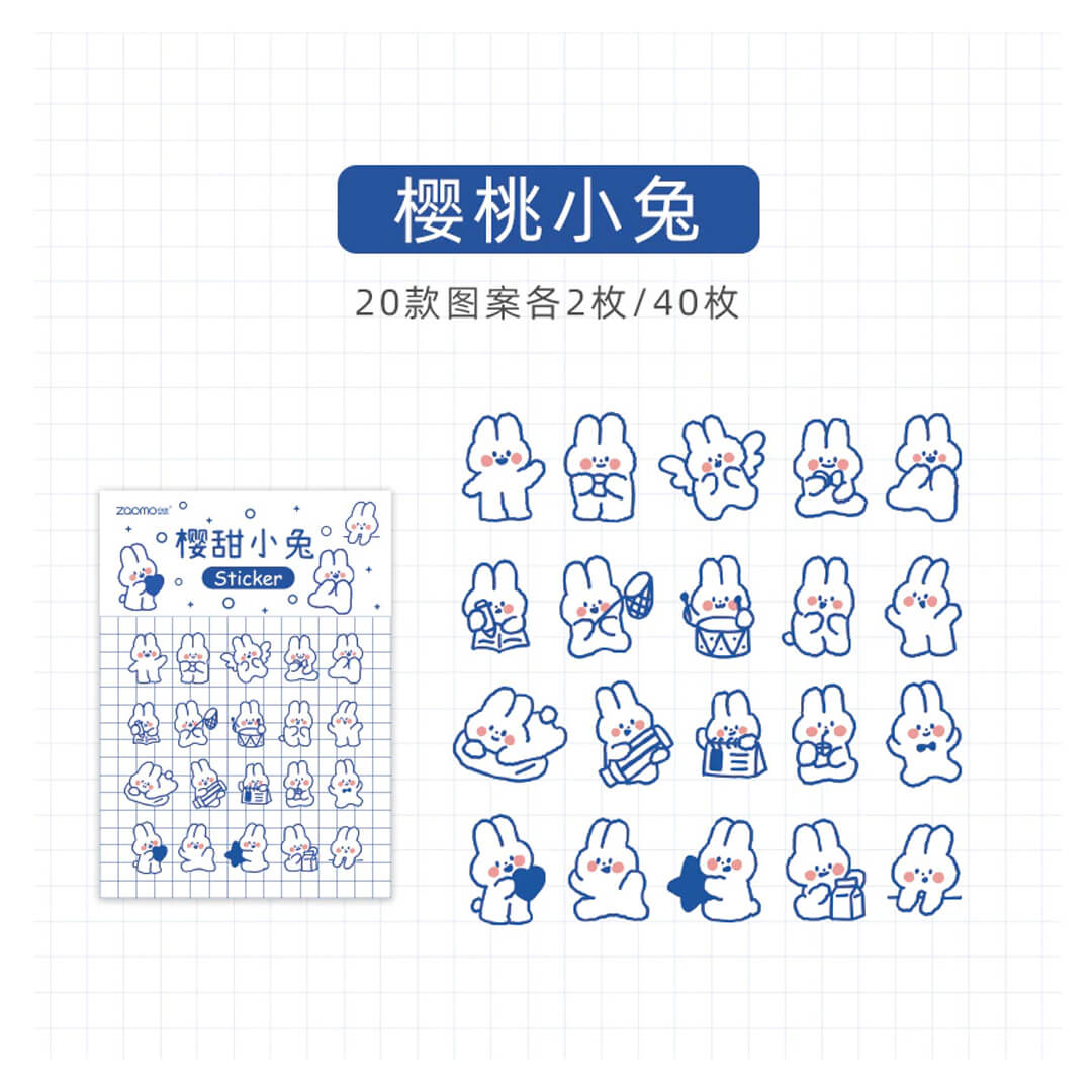 Cute Kawaii Fluffy Bunny Die Cut Stickers - bubblegum market