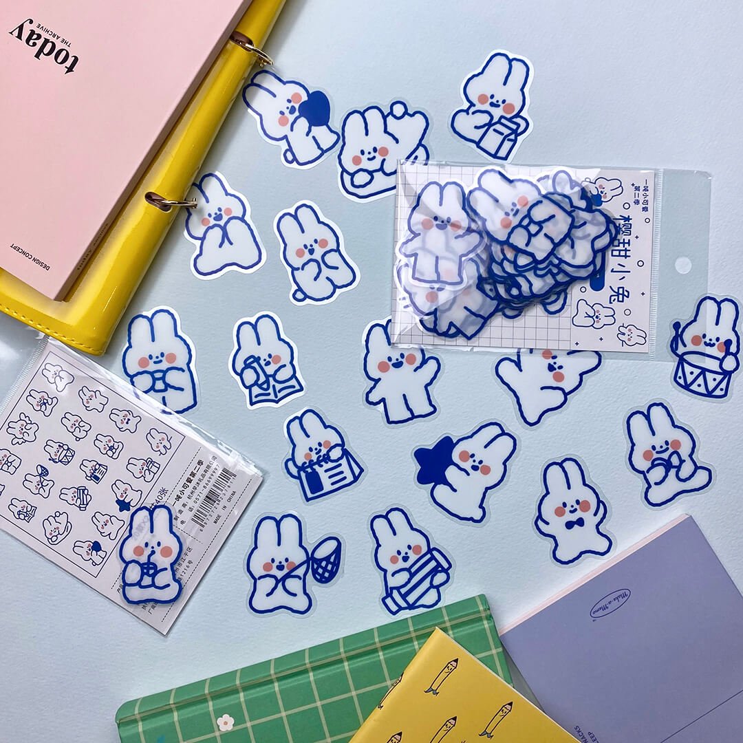 Cute Kawaii Fluffy Bunny Die Cut Stickers - bubblegum market