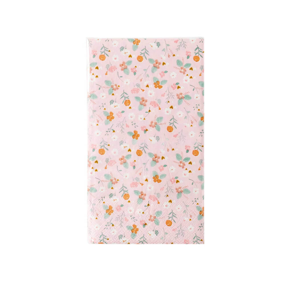 Ditsy Heart Floral Paper Napkins - bubblegum market