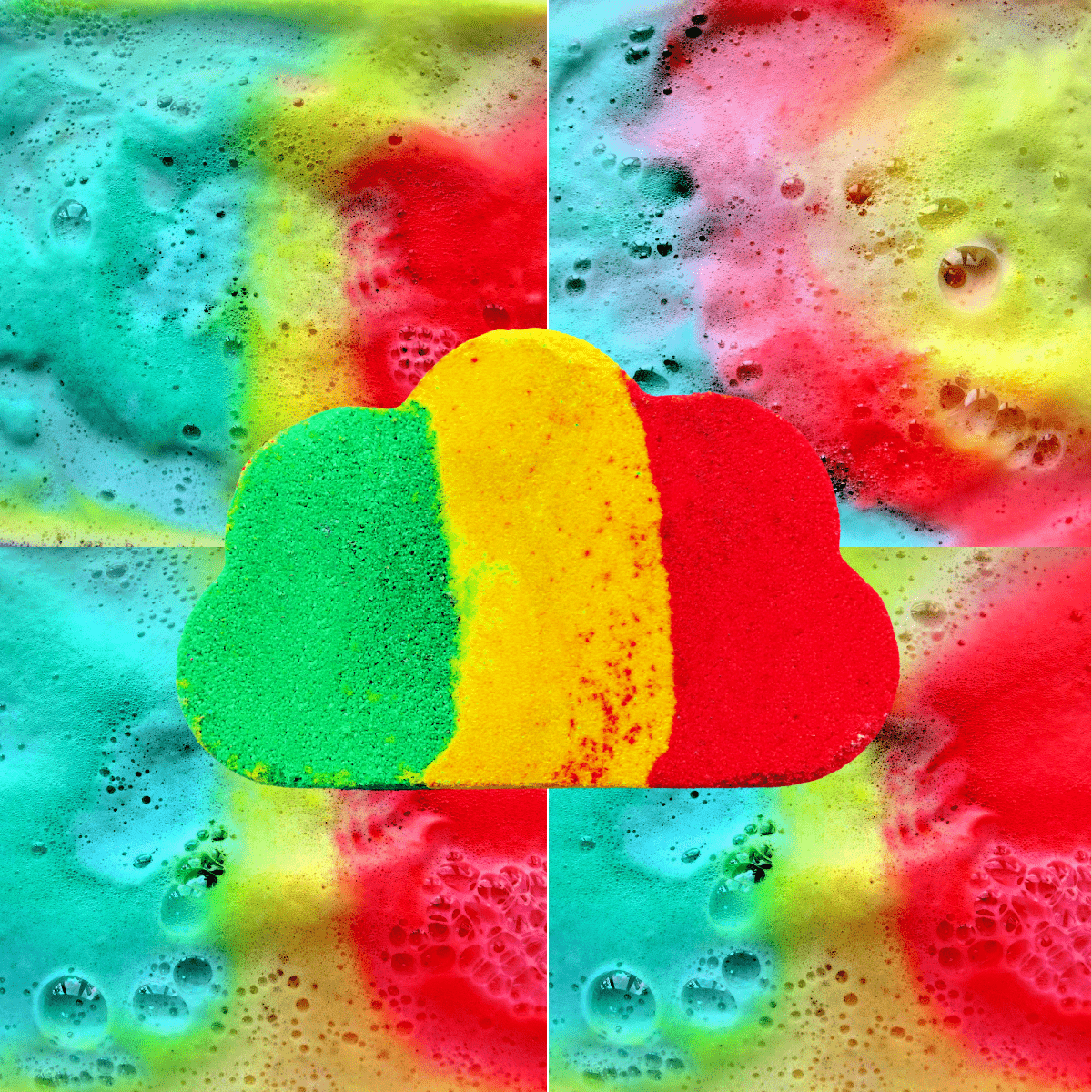Don't Worry Be Happy Color Streaming Bath Bomb VEGAN - bubblegum market