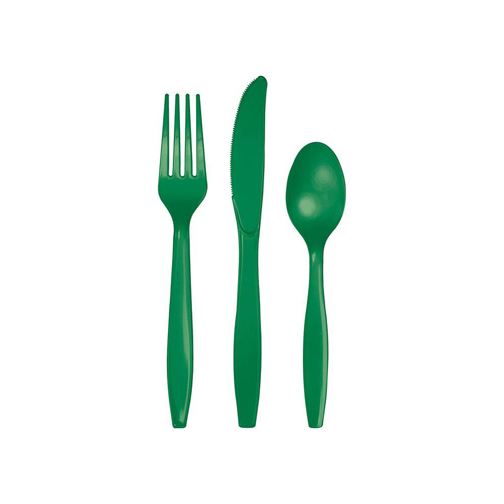 Emerald Green Plastic Cutlery Set 24ct