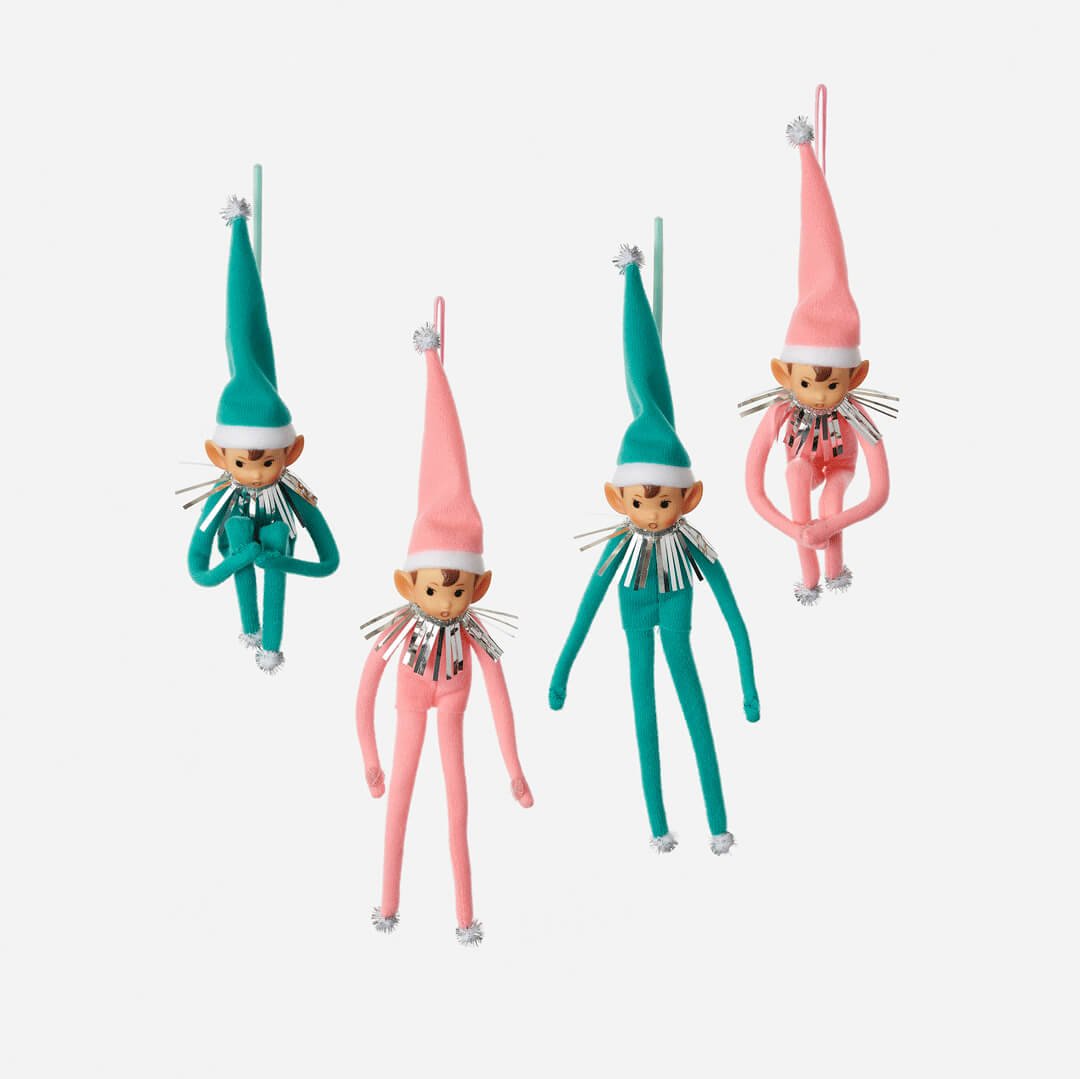Felt Elf Ornament in Pink / Teal 11" - bubblegum market