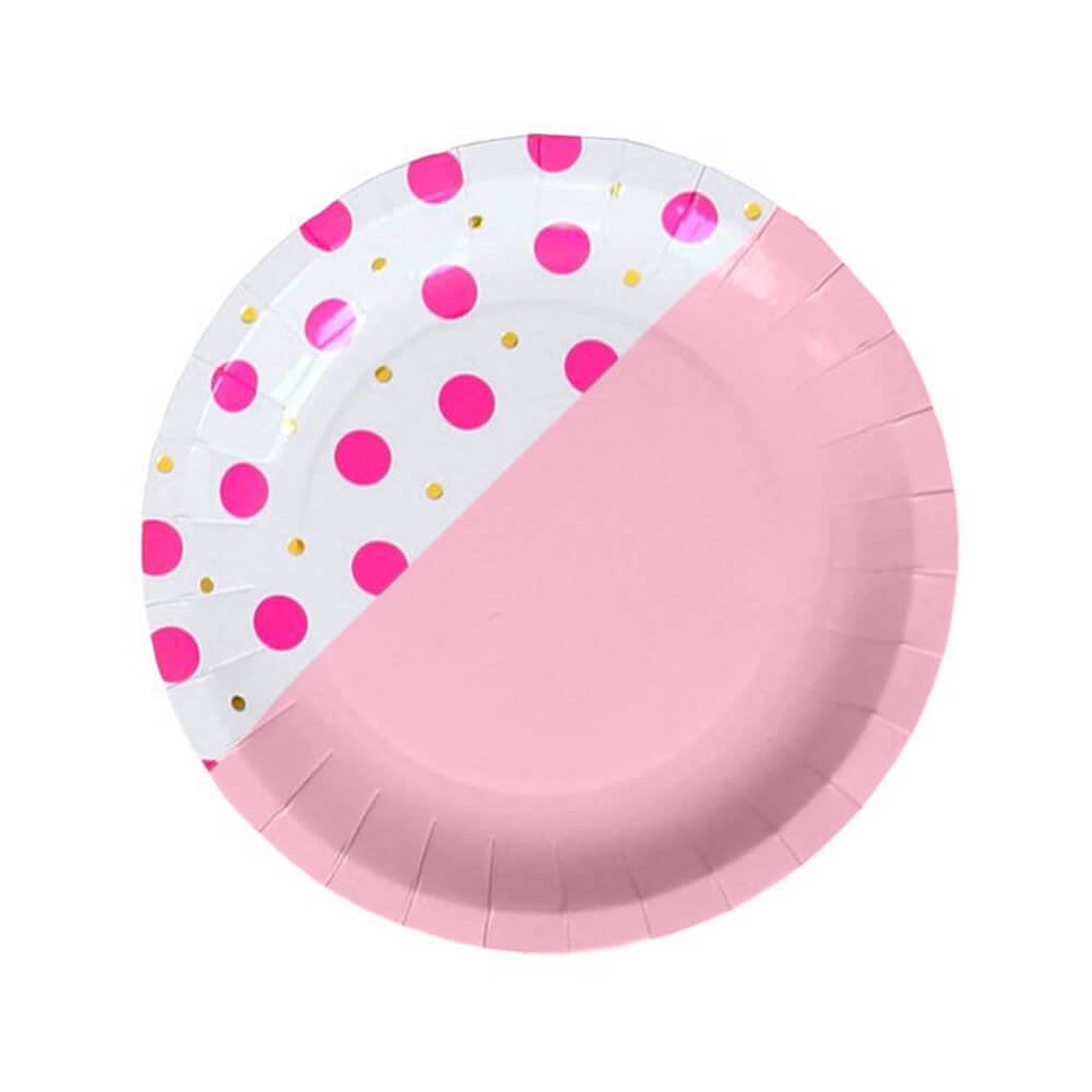 Flamingo Dot Paper Plates 7in - bubblegum market